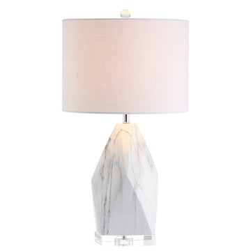 Oslo 25.5" Ceramic Marble/Crystal LED Table Lamp - JONATHAN Y